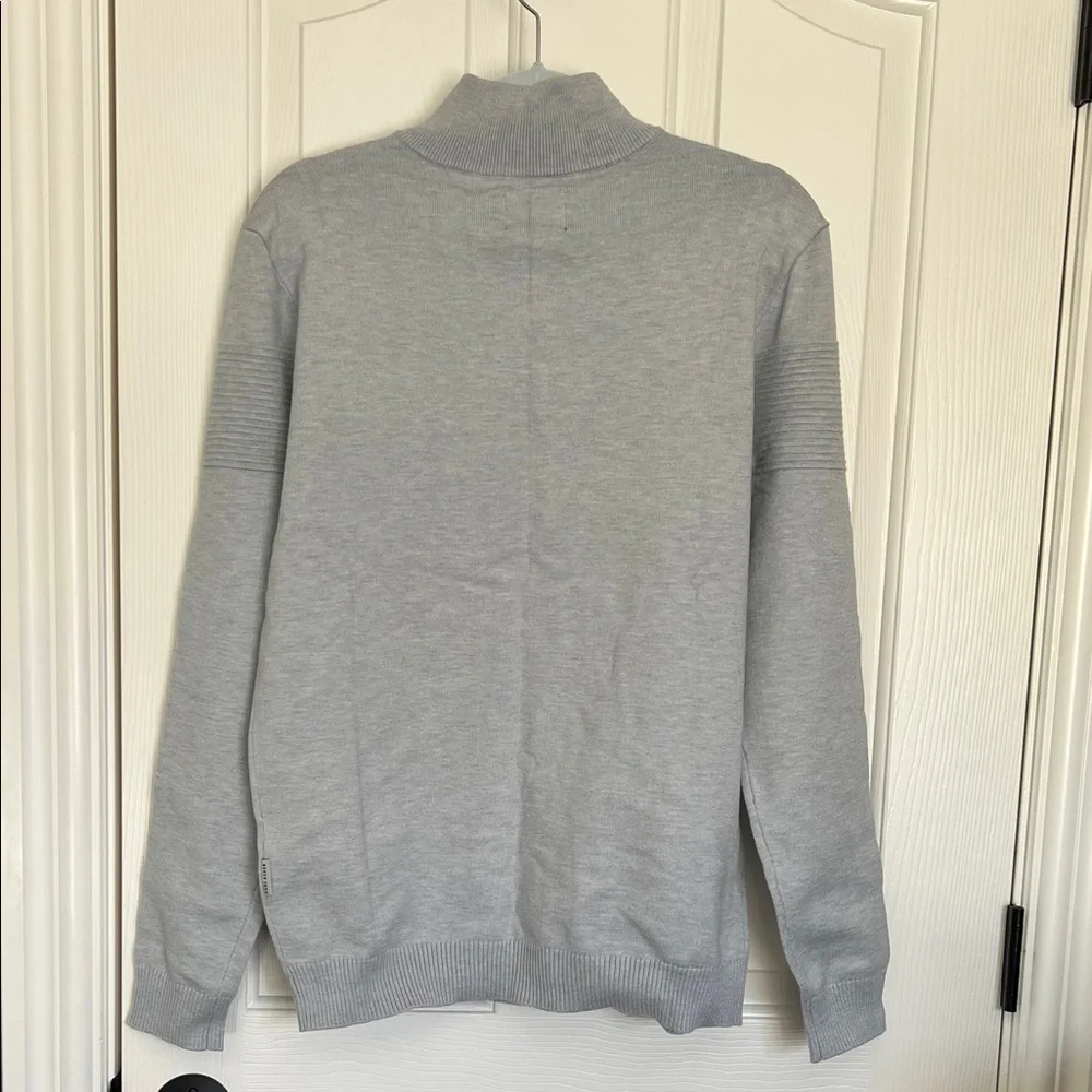 Men's Light Gray Zip-Up Sweater by - Picture 7 of 8
